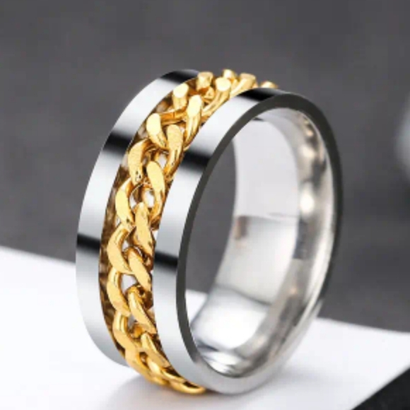 New 8mm Stainless steel rotating fidget spinner ring size 6 to 13 other … - Picture 2 of 4